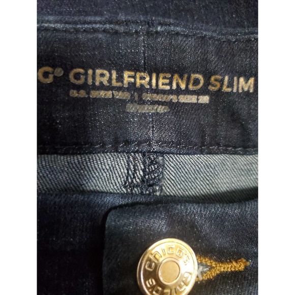 Chico's Women's Pants Size 12 Blue Dark Wash Skinny Ankle Button Zip Closure - Picture 5 of 11